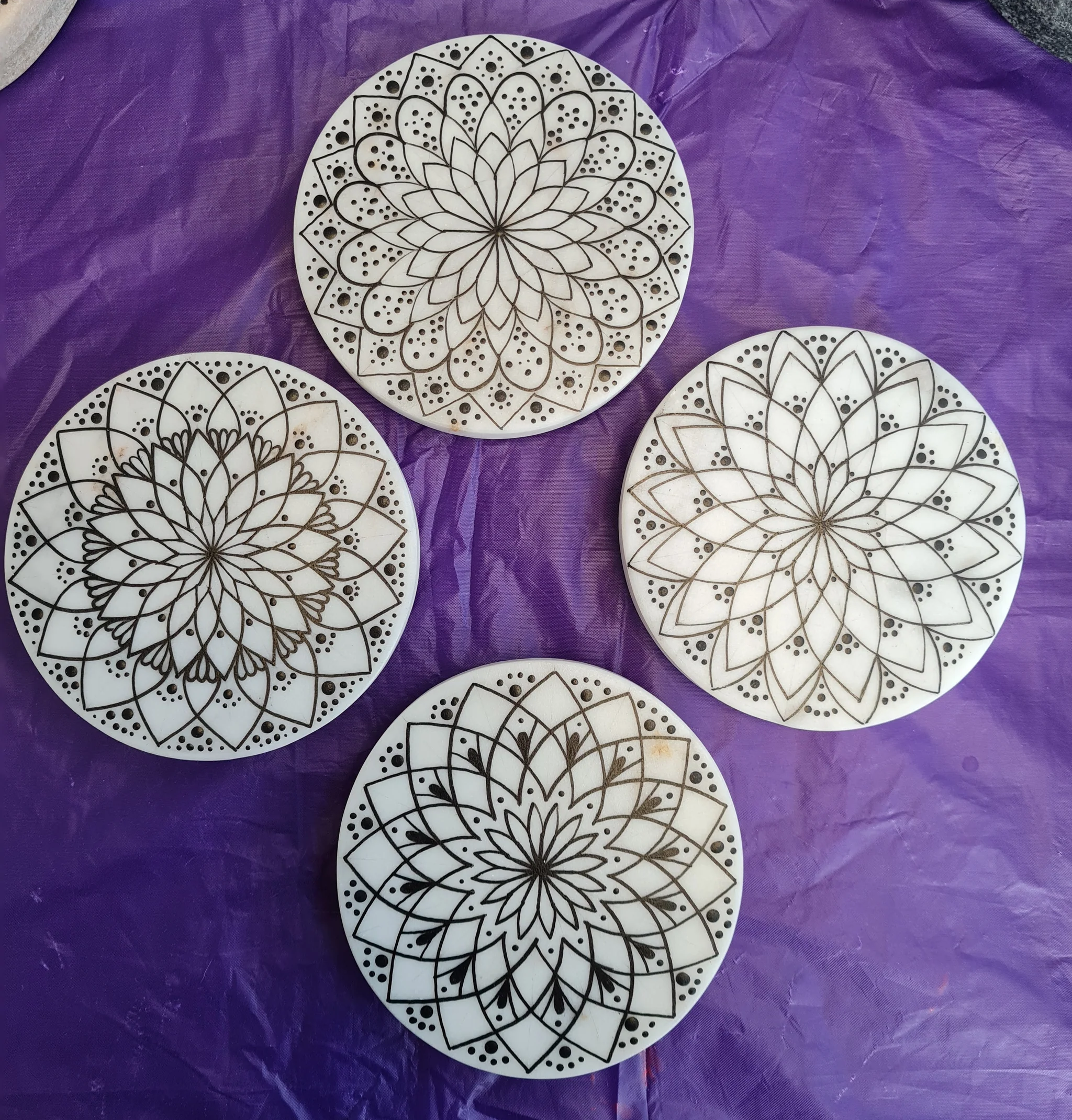 Hand-Painted Marble Coasters (set of 4)